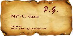 Pártl Gyula névjegykártya